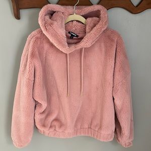 Express Pink Faux Fur Hoodie XS